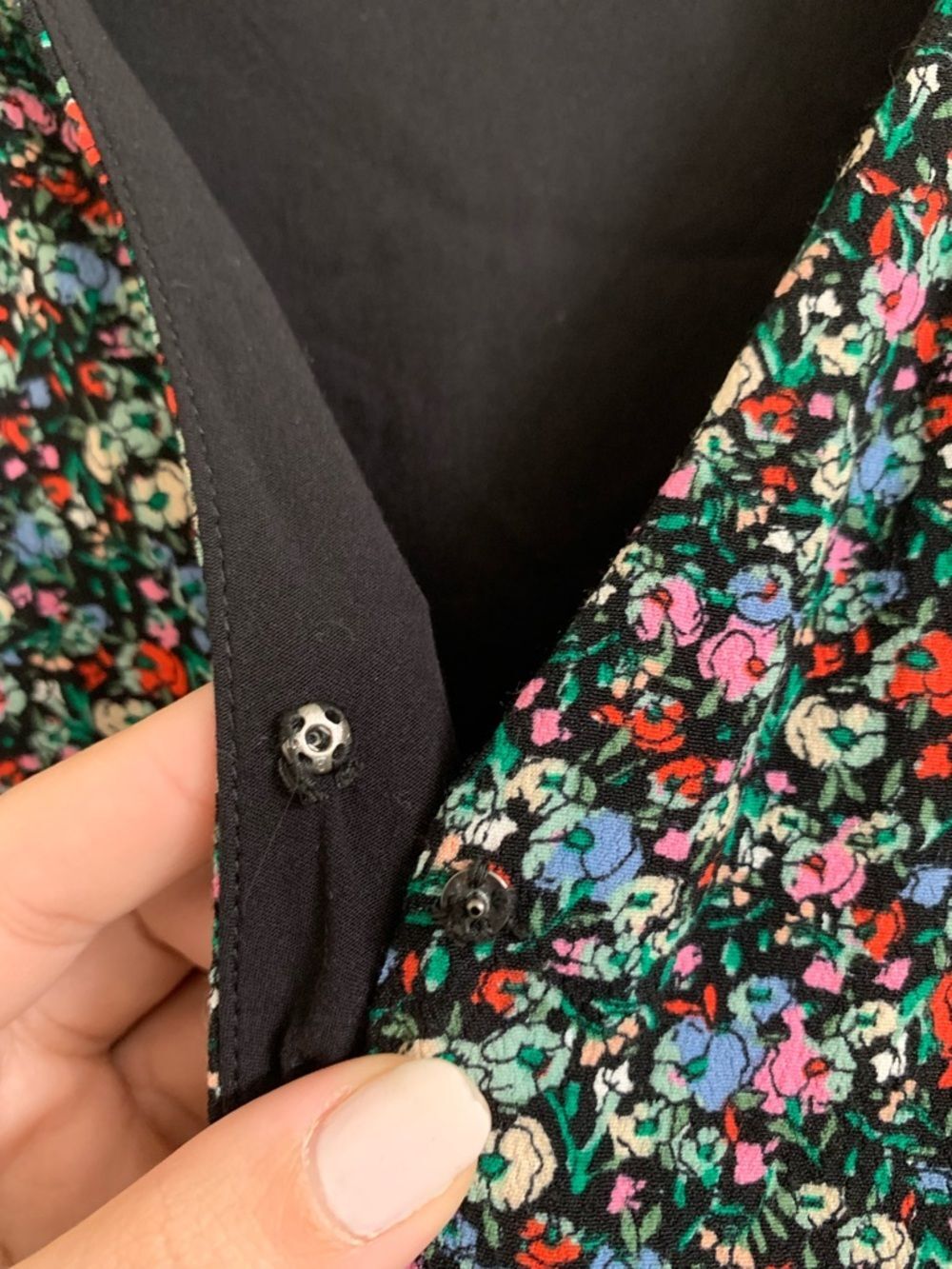 LOFT Black Floral Wrap Mini Dress Romper with Shorts Multicolor Blossoms XS - Picture 4 of 9